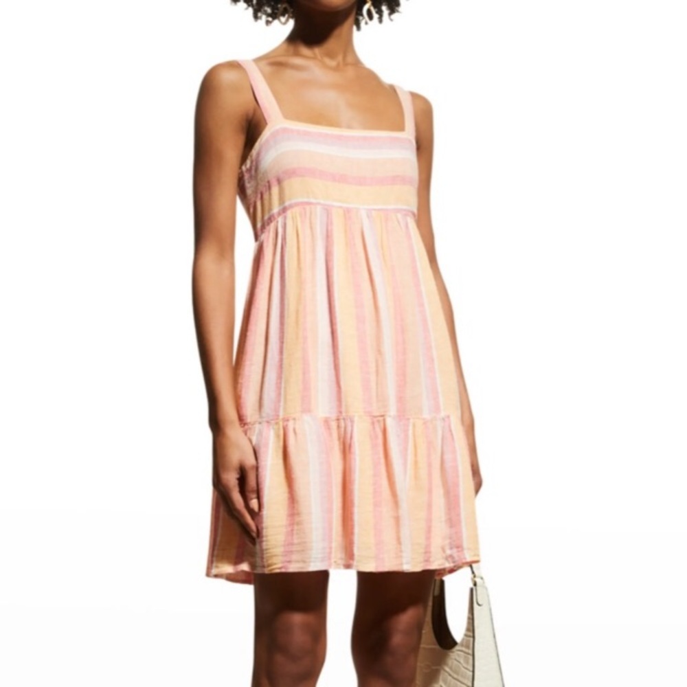 Rails Sadie Dress NEW in Azalea Stripe Peach Pink Linen Blend Women’s Size XS - Picture 5 of 16